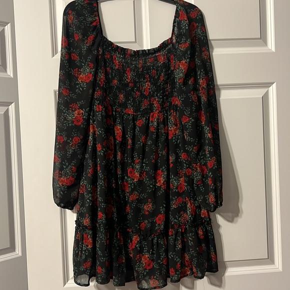 Altar’d State floral, black long sleeve dress - Picture 10 of 10